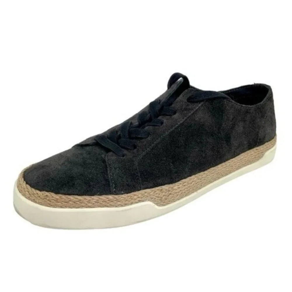 Vince Black Suede Espadrille Lace Up Sneakers